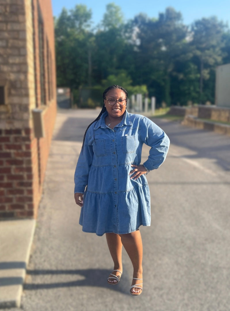 The Everyday Ruffle Denim Midi
